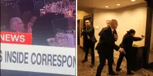 Sparatoria alla cena di Trump, uomo continua a mangiare mentre scoppia il panico | VIDEO