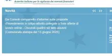 Consob, allarme su false offerte di lavoro online legate a cripto