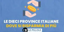 Le dieci province italiane dove si risparmia di più