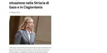 Meloni condanna scelta Netanyahu in Cisgiordania