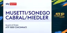 Musetti/Sonego-Cabral/Miedler: highlights Atp Cincinnati