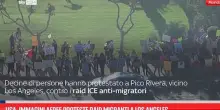 Usa, immagini aeree proteste raid migranti a Los Angeles