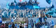 Festa scudetto Napoli, parata dei giocatori sul bus scoperto. FOTO