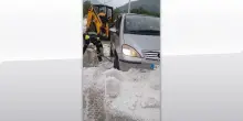 Maltempo a L'Aquila, pioggia e grandine causano allagamenti