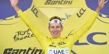 Una crono per due. Evenepoel vince. Pogacar in giallo