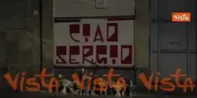 Lo striscione alla commemorazione di Ramelli "Onore ai camerati caduti"