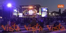 Il palco pronto per il Concertone del Primo Maggio a Piazza San Giovanni
