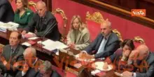 Meloni al premier time al Senato circondata dai Ministri, ce ne sono 10