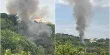 Monte Mario brucia, incendio sulla collina: il vento alimenta le fiamme