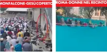 Preghiere islamiche di massa, statue di Gesù oscurate e donne nei recinti