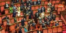 Standing ovation di FdI per la premier Meloni dopo l'intervento di Malan in Senato