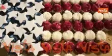 Festa 4 luglio a Villa Taverna, i cupcacke colorati formano la bandiera Usa a Stelle e Strisce