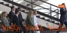 La premier Meloni lascia il Congresso della Cisl al Palazzo dei Congressi