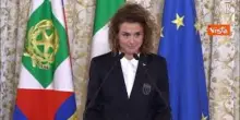 La capitana nazionale femminile di calcio Girelli si commuove mentre parla davanti a Mattarella