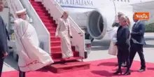 Un mazzo di fiori per Meloni al suo arrivo a Tunisi per l'incontro con il Presidente Saied