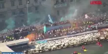 Scudetto Napoli, la festa sul lungomare ripresa dall’elicottero
