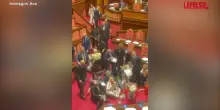 Dl Sicurezza, protesta in Senato: opposizione a terra grida “vergogna”