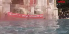 Roma, attivisti Greenpeace nel fontanone dell’Acqua Paola: “Stop al genocidio a Gaza”