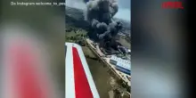 Fano, l’incendio alla Carbon Line ripreso dall’alto