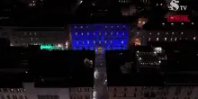 Senato, la facciata di Palazzo Madama illuminata di blu