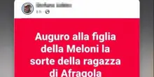 Minacce su Facebook alla figlia di Meloni, sospeso il prof Addeo