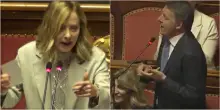 Scontro al Senato tra Renzi e Meloni: “Campionessa di incoerenza”, “Non farò niente di quello che ha fatto lei”