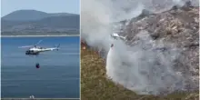 Incendio a Porto Ercole, fiamme vicino all’abitato. In azione anche un elicottero
