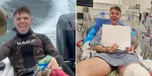 “Uno squalo toro di due metri e mezzo mi ha squarciato il ginocchio. Senza i miei amici sarei morto”: il racconto di Chad Armand