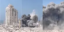 Gaza City, l’esercito israeliano rade al suolo la Mushtaha Tower: il momento dell’esplosione