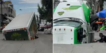 Camion delle bibite inghiottito in una voragine di 8 metri: il video dell’incidente in Messico è virale