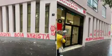 Attacco no vax contro Landini e sindacato: imbrattata la sede della Cgil a Milano a San Siro