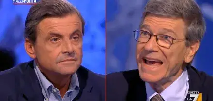 Scontro a La7 tra Calenda e Sachs. “Lei mente, fa propaganda putiniana”. “Odioso, mi ha chiamato bugiardo?”