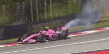 F2, che sfortuna per Gabriele Minì! Prima l'incidente (incolpevole), poi il motore ko...