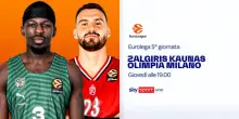 Eurolega, 5^ giornata: Zalgiris-Olimpia Milano è su Sky