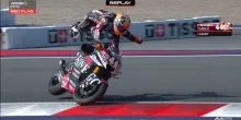 Moto2, Canet: l'highside nelle Fp2 del GP di Austria