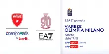 Serie A Lega Basket, il derby Varese-Milano alle 18.15 su Sky Sport Uno e Sky Sport Basket