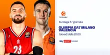 Eurolega 6^ giornata: Olimpia Milano-Valencia su Sky