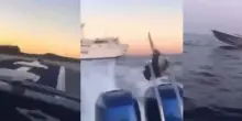Motoscafo taglia la rotta ad un traghetto, il video della "bravata": «Follia, il mare non è un parco giochi»