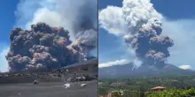 Etna, l'eruzione fa crollare una parte del cratere: escursionisti e turisti in fuga. Allerta rossa per i voli