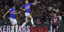 Sampdoria in Serie B: segna 2 gol alla Salernitana, poi gara sospesa e chiusa dopo 75' perché all'Arechi vola in campo di tutto