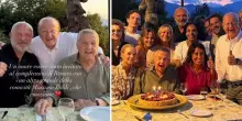 Renato Pozzetto compie 85 anni, la maxi torta e la festa show con Massimo Boldi e Andrea Pucci: «Che onore» FOTO