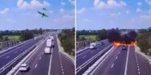 Ultraleggero precipitato sul raccordo autostradale Corda Molle: il velivolo in picchiata tra le auto, le fiamme e la morte