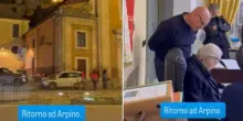 Vittorio Sgarbi torna ad Arpino, la visita in municipio dopo sei mesi: «Ha fatto tutte le scale da solo e senza mai fermarsi»