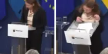 Ministra della Salute svedese Elisabet Lann sviene in conferenza stampa - Il video