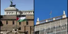 Bandiera Palestina sul Campidoglio, il Comune di Roma: "Accanto fiocco giallo per ostaggi"