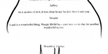 I democratici della Camera pubblicano la lettera di Trump a Epstein. La Casa Bianca nega