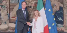 Roma, la presidente del Consiglio Meloni accoglie a Palazzo CHigi il segretario della Nato Rutte