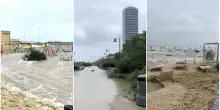 Mareggiate e spiagge allagate oggi in Romagna: vento a 80km/h. La diretta sul maltempo