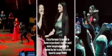 Laura Pausini duetta a sorpresa con Alanis Morissette: grande emozione e abbracci sul palco