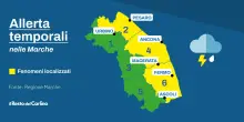 Allerta temporali nelle Marche: le zone più colpite